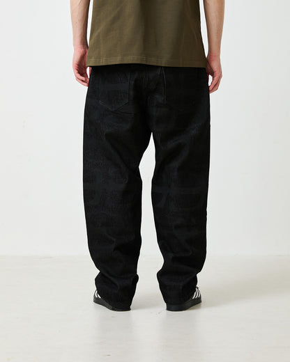 PATTERN DENIM PANTS - BLACK