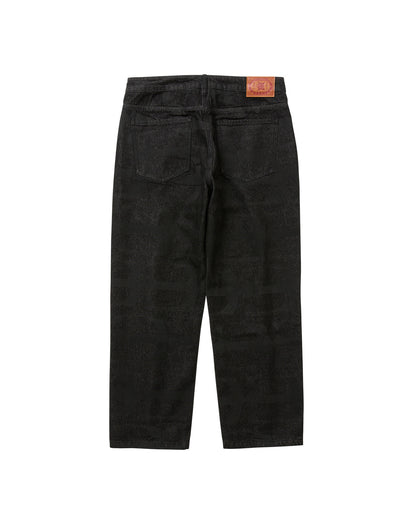 PATTERN DENIM PANTS - BLACK
