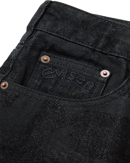 PATTERN DENIM PANTS - BLACK