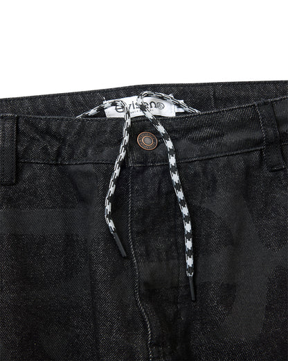 PATTERN DENIM PANTS - BLACK