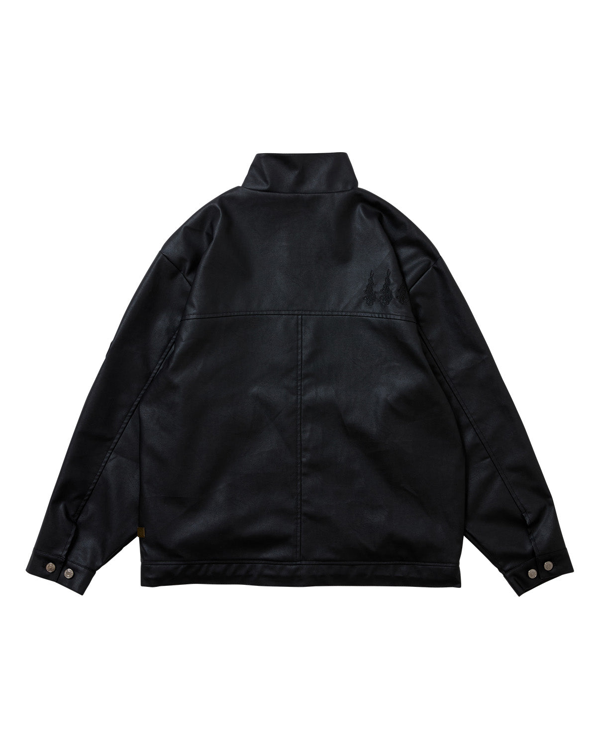 STAND COLLAR LEATHER JACKET - BLACK – Evisen Skateboards ゑ