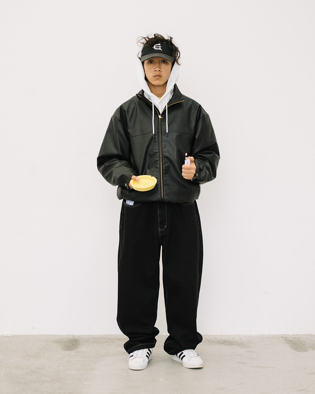 STAND COLLAR LEATHER JACKET - BLACK – Evisen Skateboards ゑ