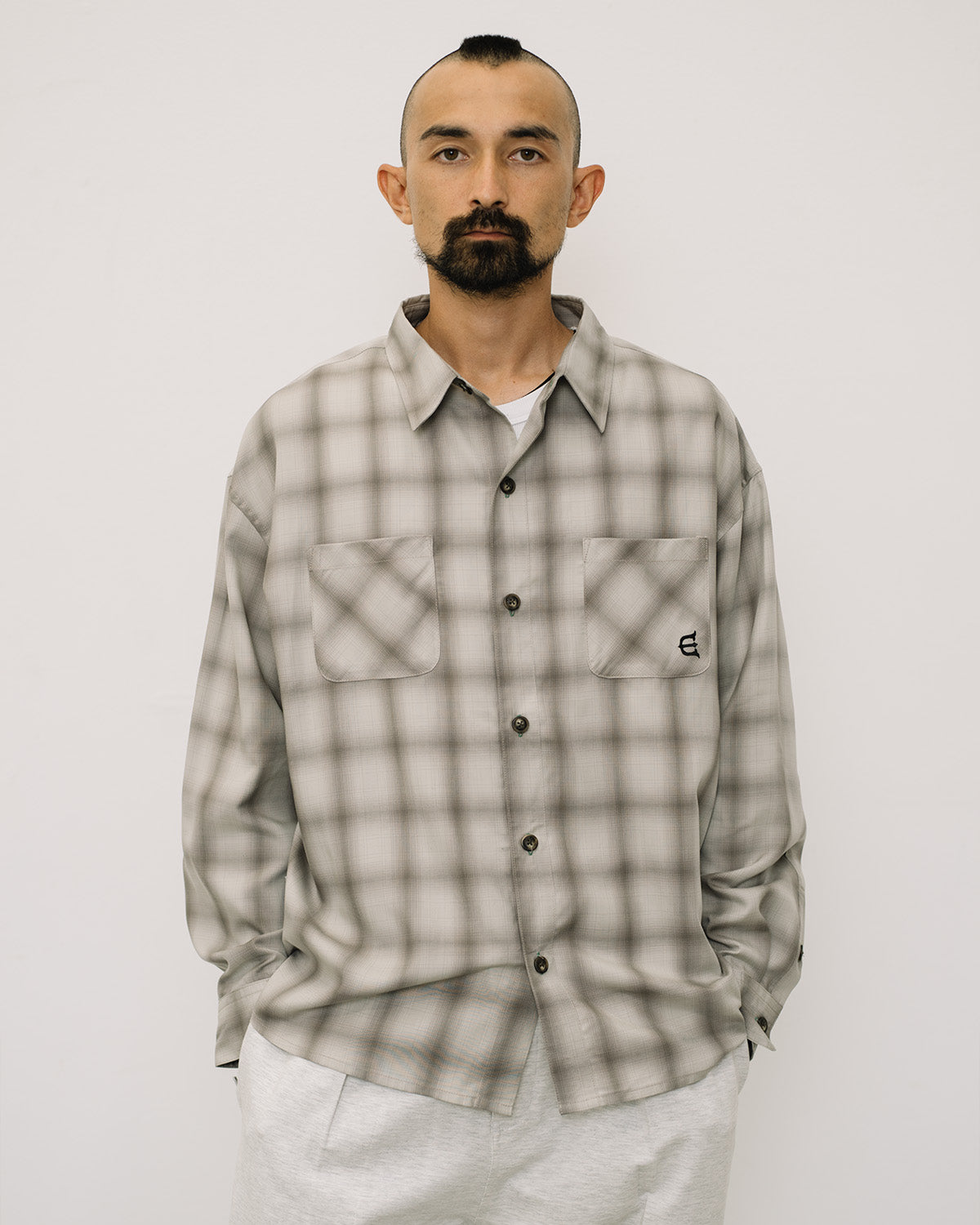 WILLIAM CHECK L/S SHIRT - GREY – Evisen Skateboards ゑ (エビセン WILLIAM CHECK L/S SHIRT - GREY – Evisen Skateboards ゑ (エビセン