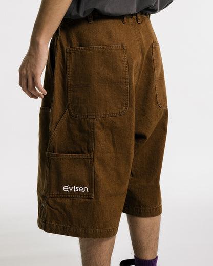 COLORED DEMIN WORK SHORTS - BROWM