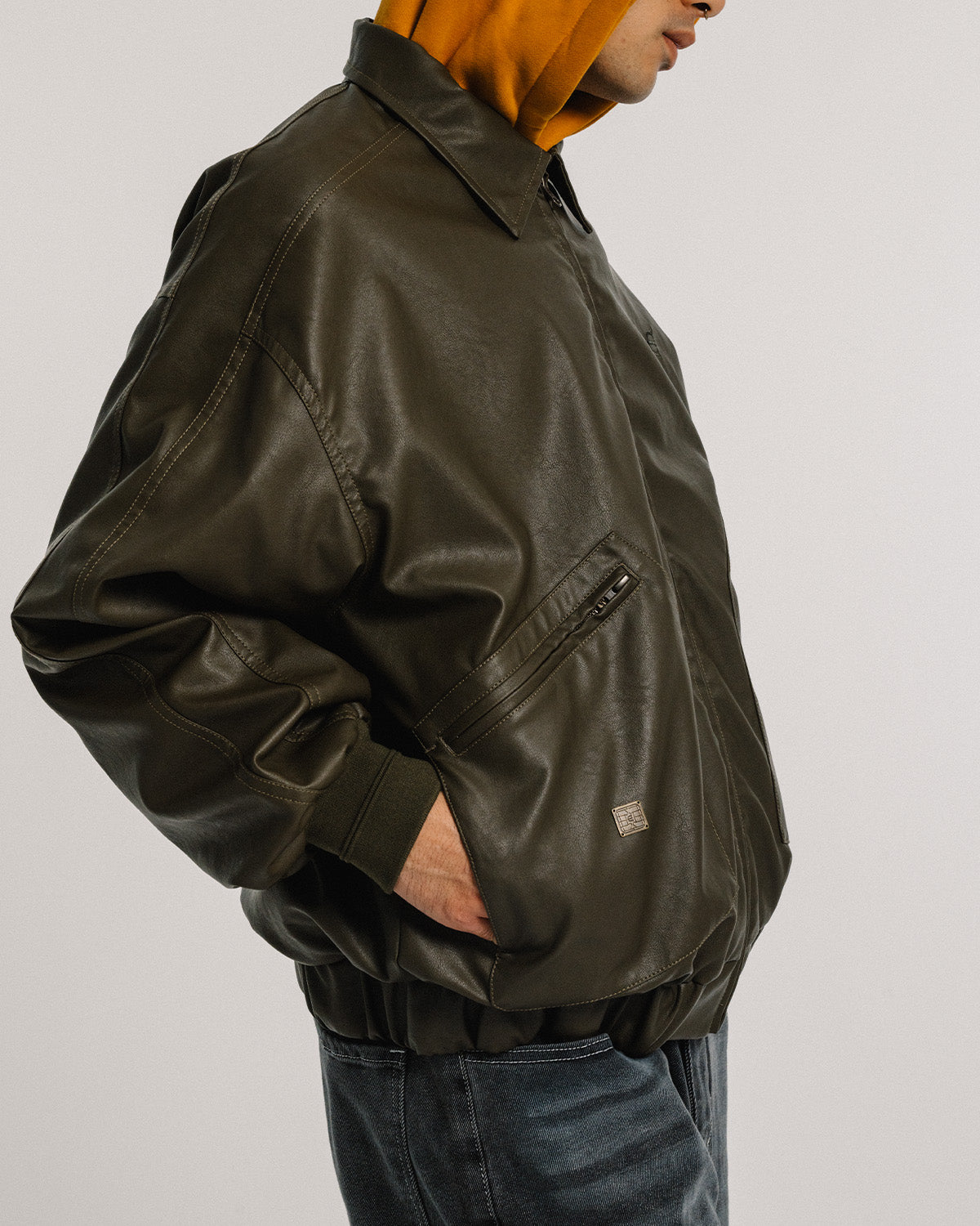 POSTMAN FAUX LEATHER JACKET - COFFEE BROWN – Evisen Skateboards ゑ