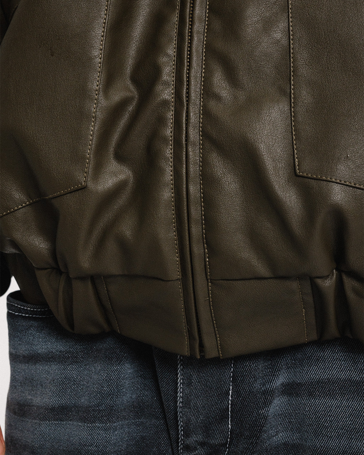 POSTMAN FAUX LEATHER JACKET - COFFEE BROWN