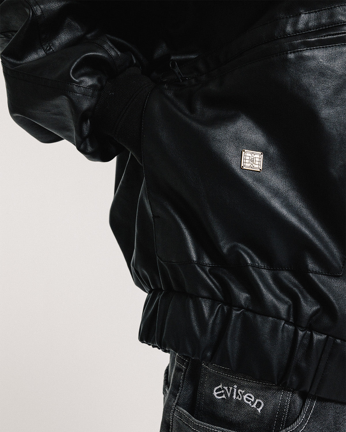 POSTMAN FAUX LEATHER JACKET - BLACK