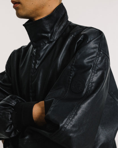 POSTMAN FAUX LEATHER JACKET - BLACK