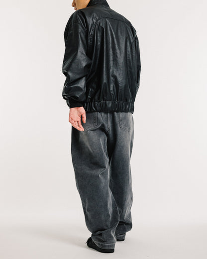 POSTMAN FAUX LEATHER JACKET - BLACK