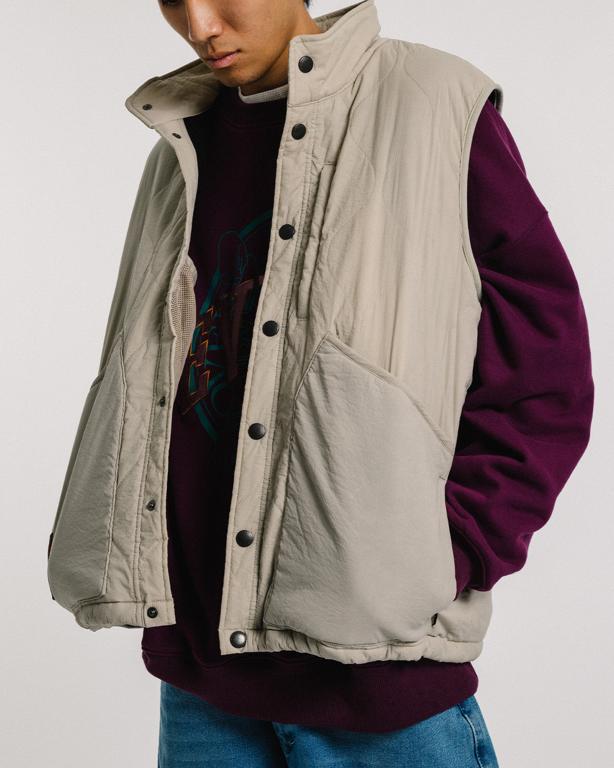 MIND LIGHT QUILTING VEST - BEIGE