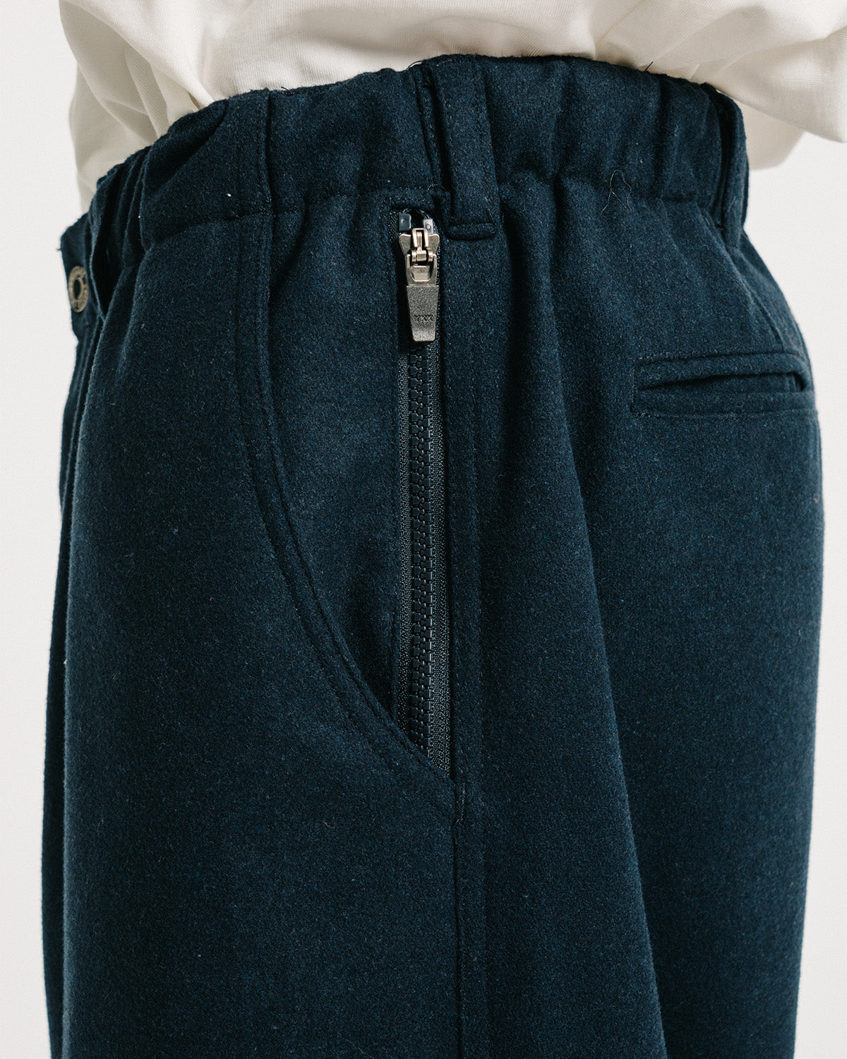 2-WAY WOOL WIDE PANTS - NAVY