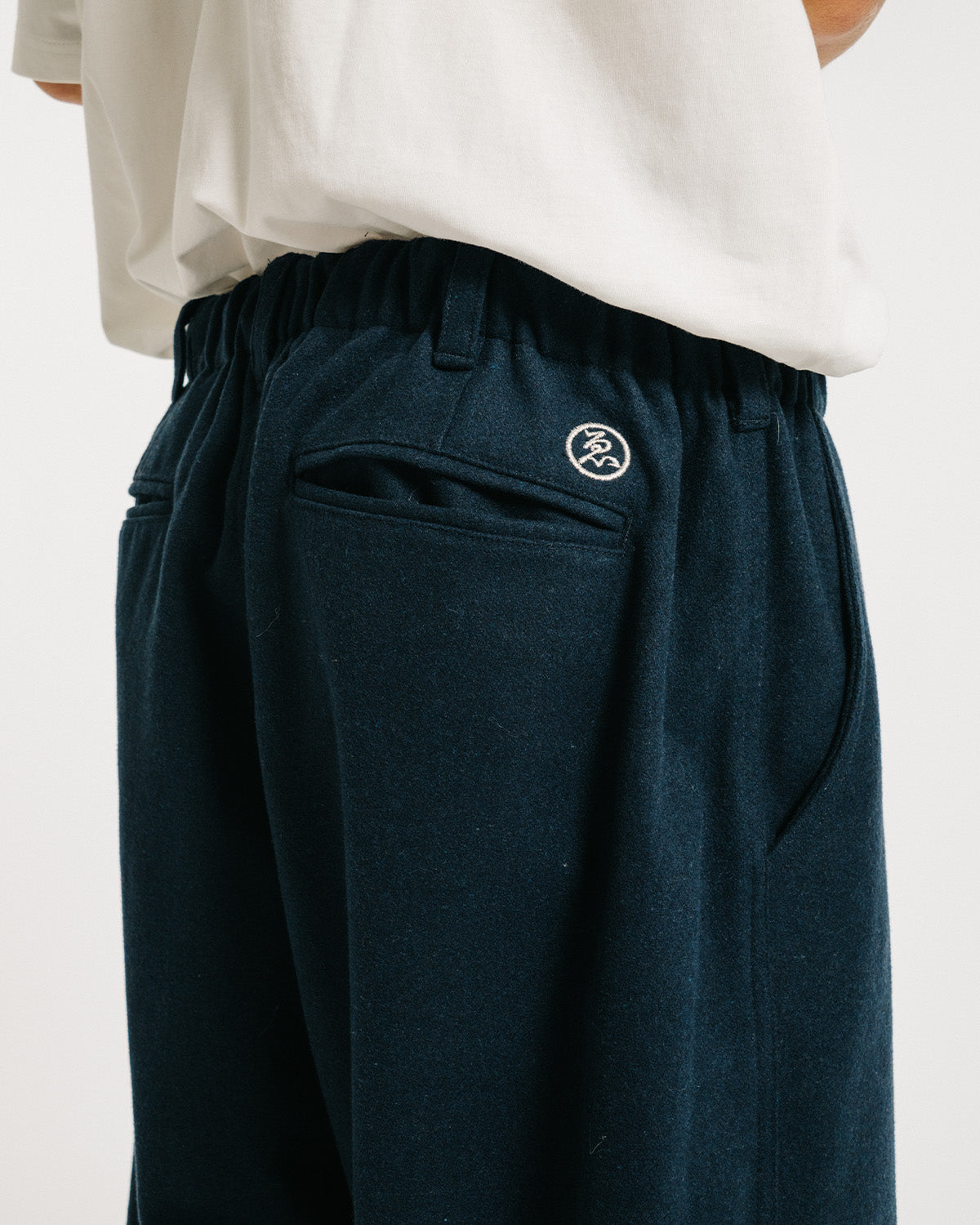 2-WAY WOOL WIDE PANTS - NAVY