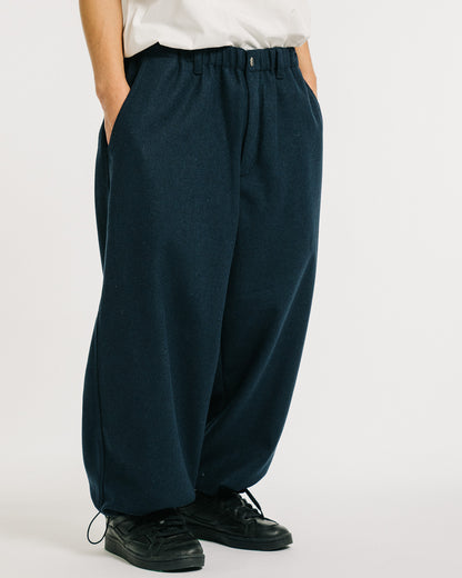 2-WAY WOOL WIDE PANTS - NAVY