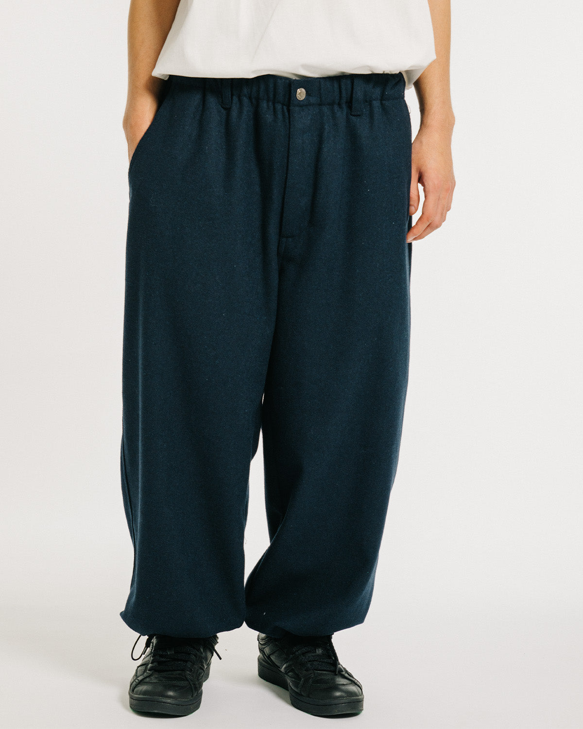 2-WAY WOOL WIDE PANTS - NAVY – Evisen Skateboards ゑ (エビセン