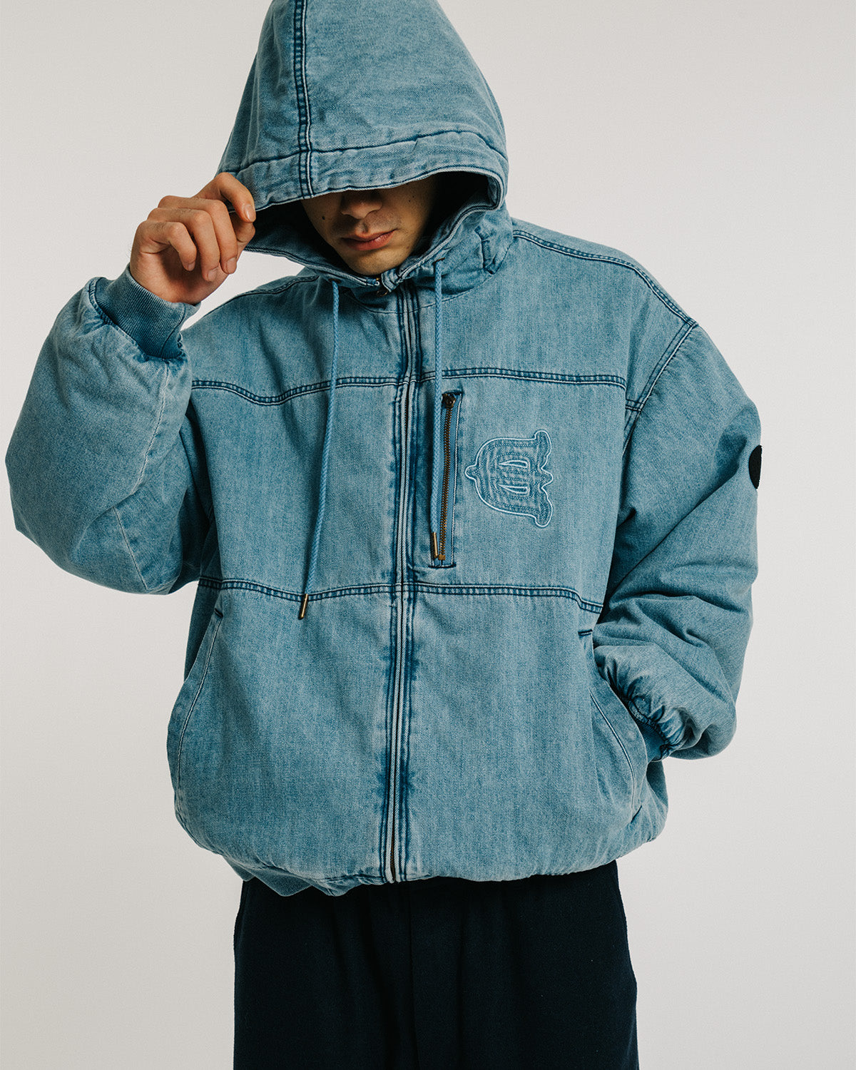 EYE FIRE DENIM PUFF JACKET - BLUE