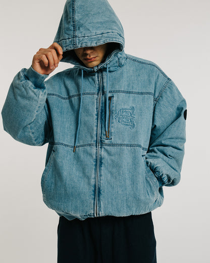 EYE FIRE DENIM PUFF JACKET - BLUE
