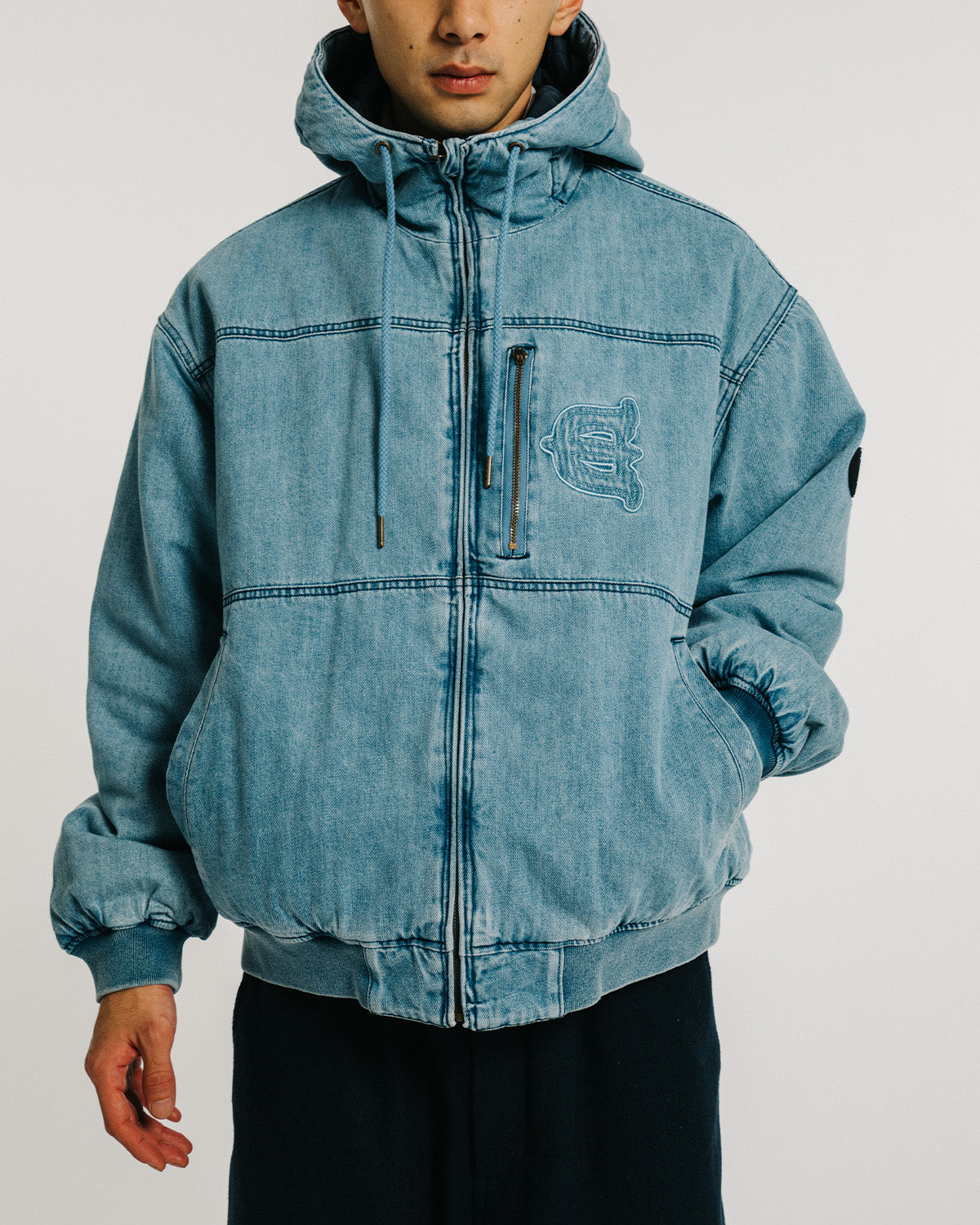 EYE FIRE DENIM PUFF JACKET - BLUE