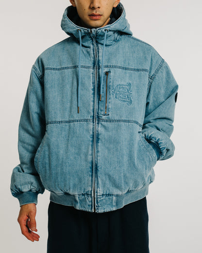 EYE FIRE DENIM PUFF JACKET - BLUE