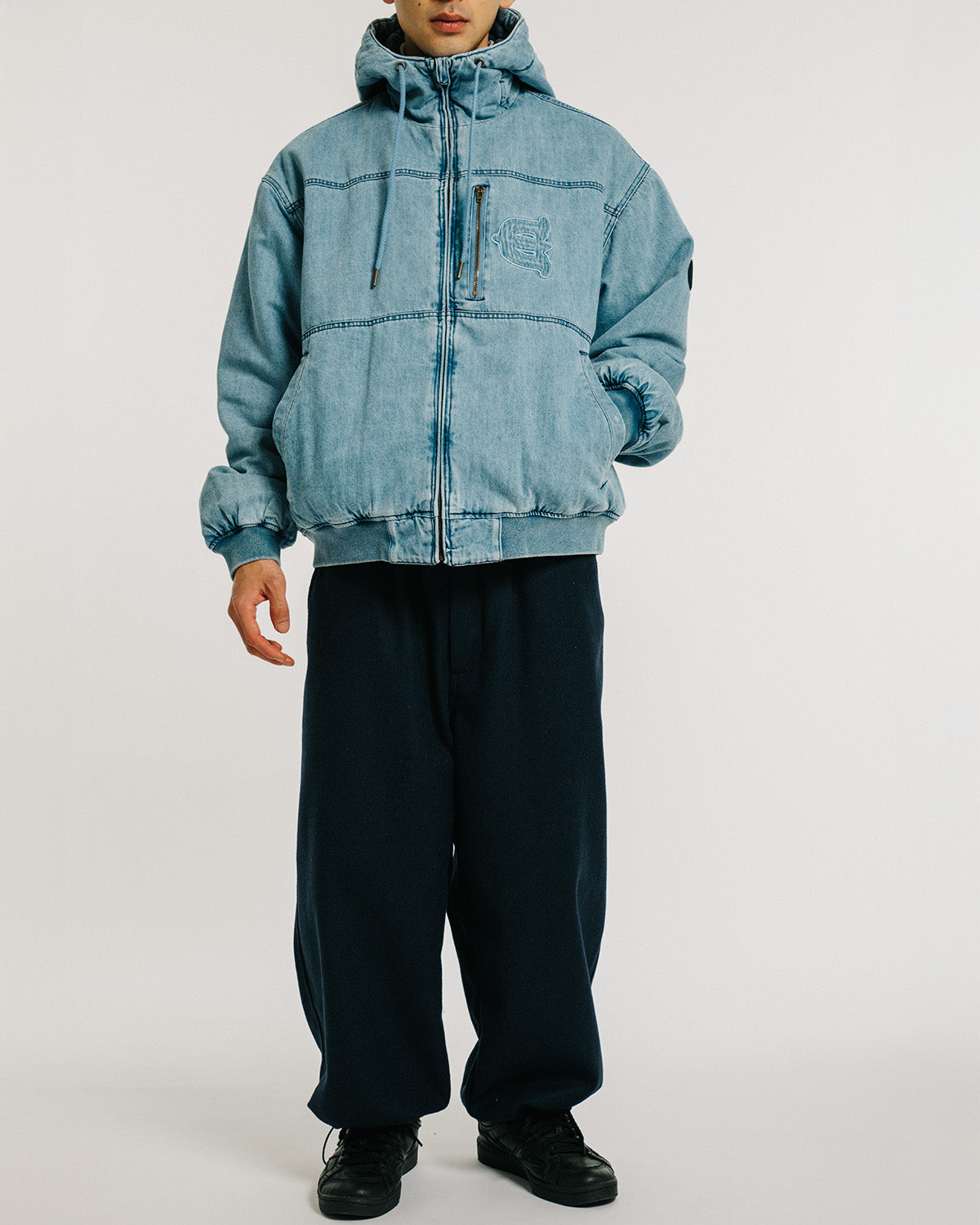 EYE FIRE DENIM PUFF JACKET - BLUE