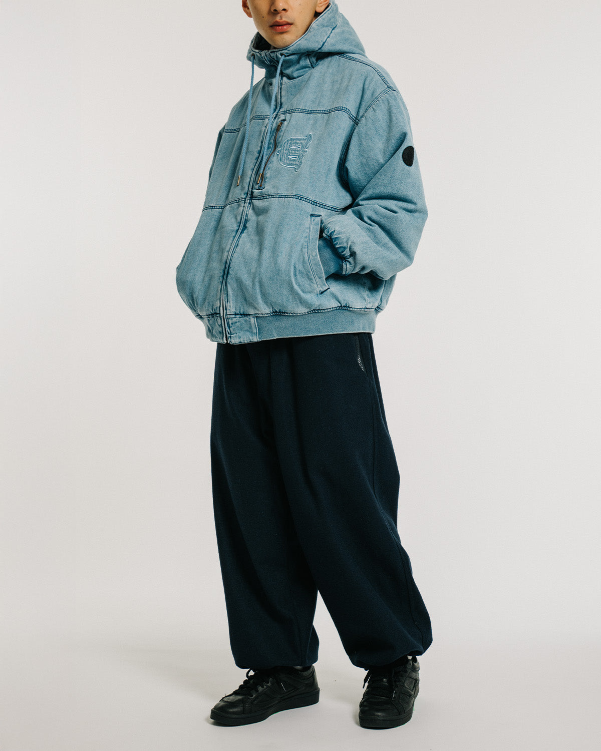 EYE FIRE DENIM PUFF JACKET - BLUE