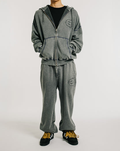 LOGO ZIP HOODIE - CHARCOAL