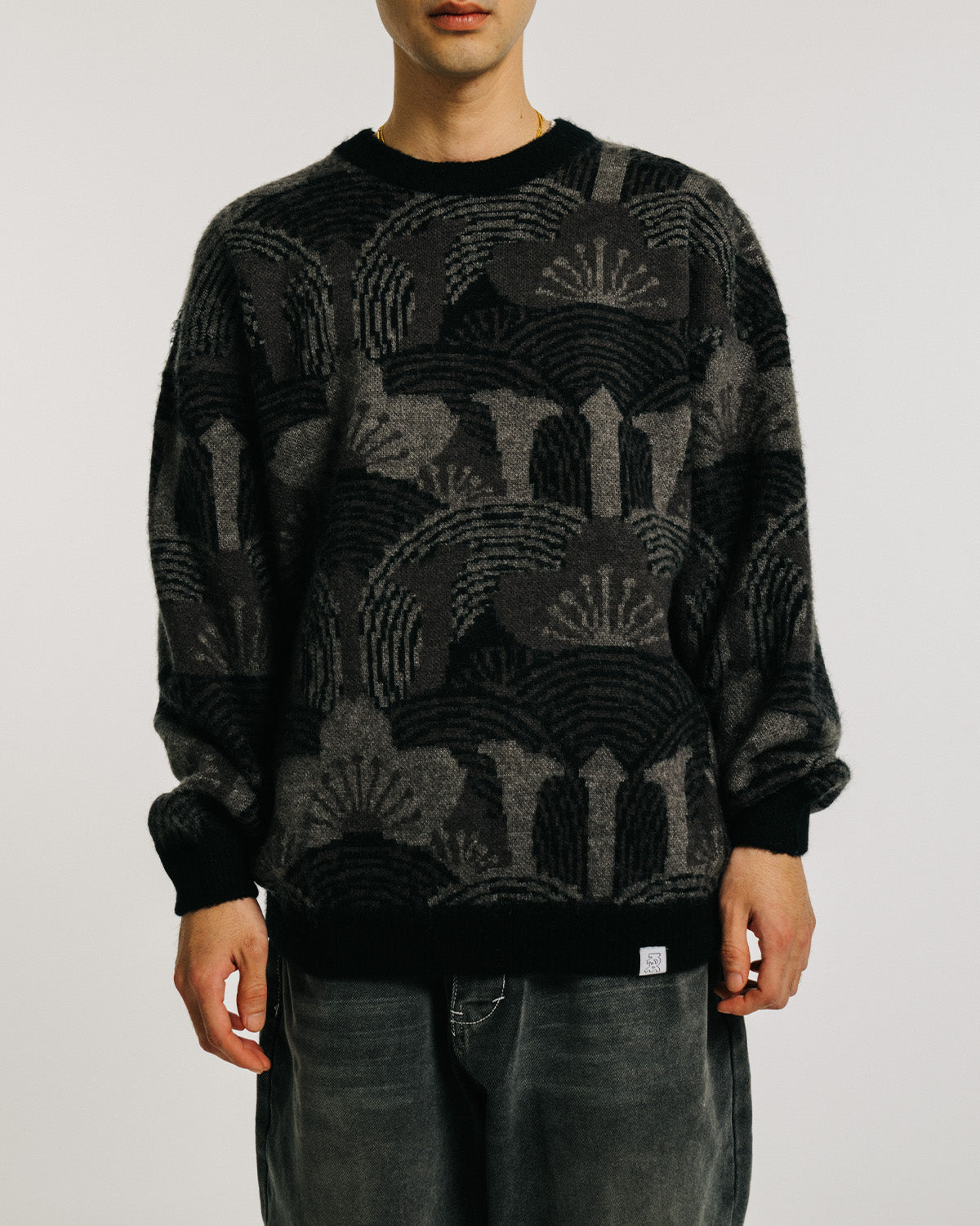 KABUTO MOHAIR CREW KNIT - BLACK / GREY – Evisen Skateboards ゑ