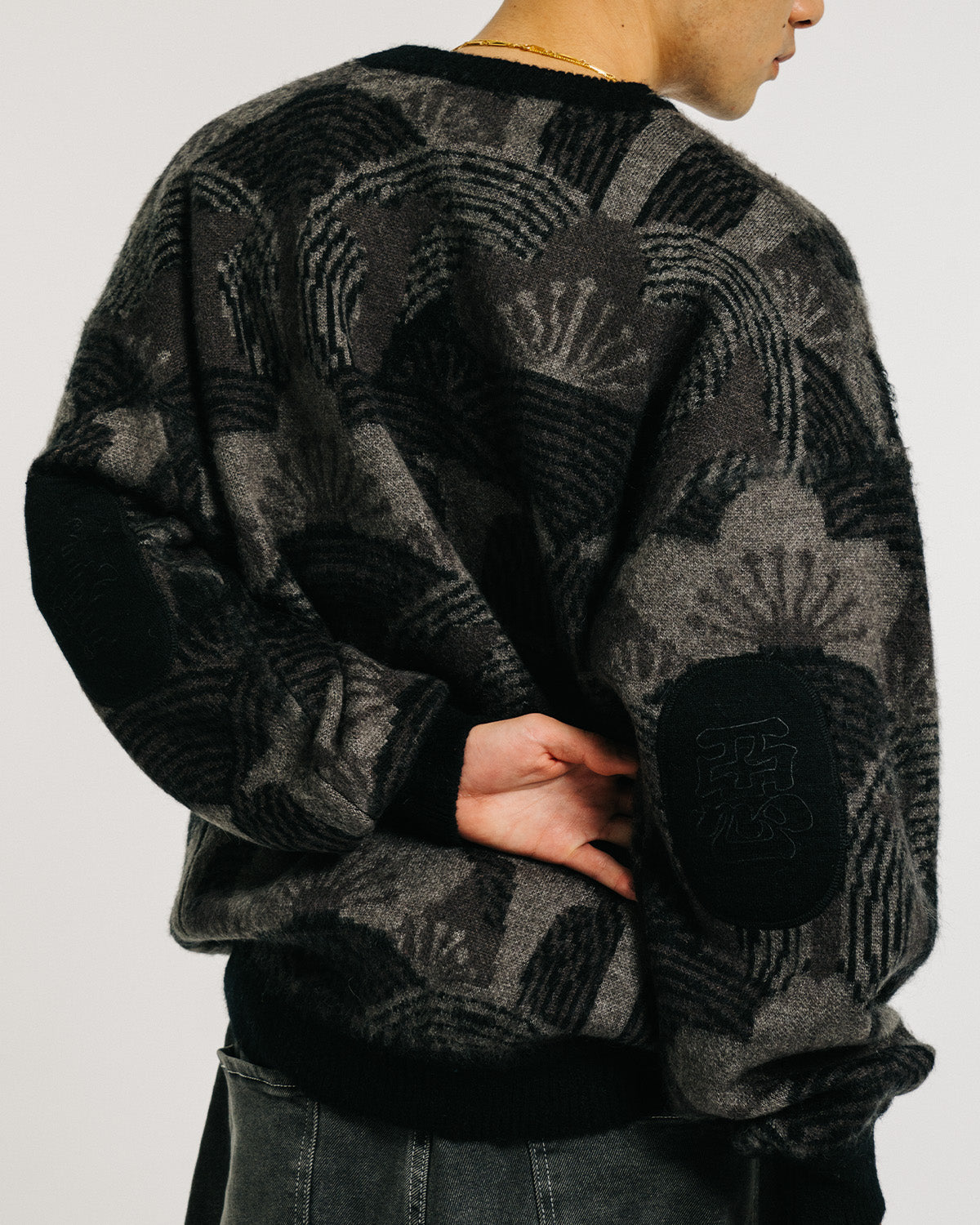 KABUTO MOHAIR CREW KNIT - BLACK / GREY