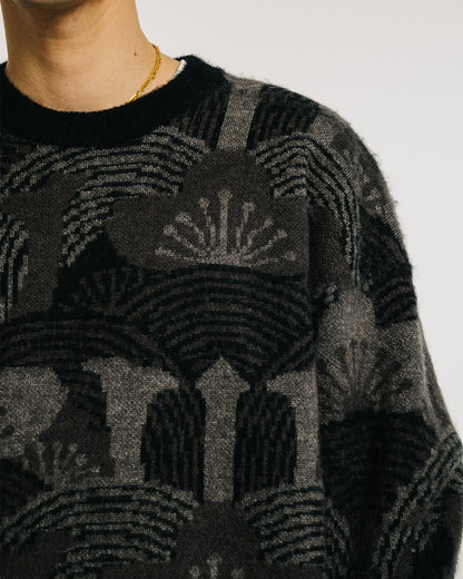 KABUTO MOHAIR CREW KNIT - BLACK / GREY