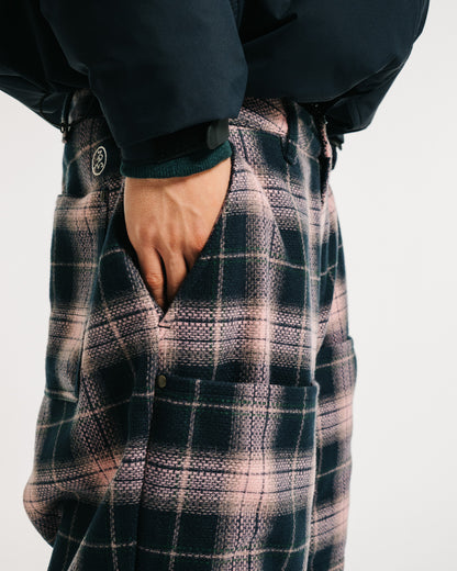 CHECK WOOL PAINTER PANTS - PINK