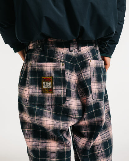 CHECK WOOL PAINTER PANTS - PINK