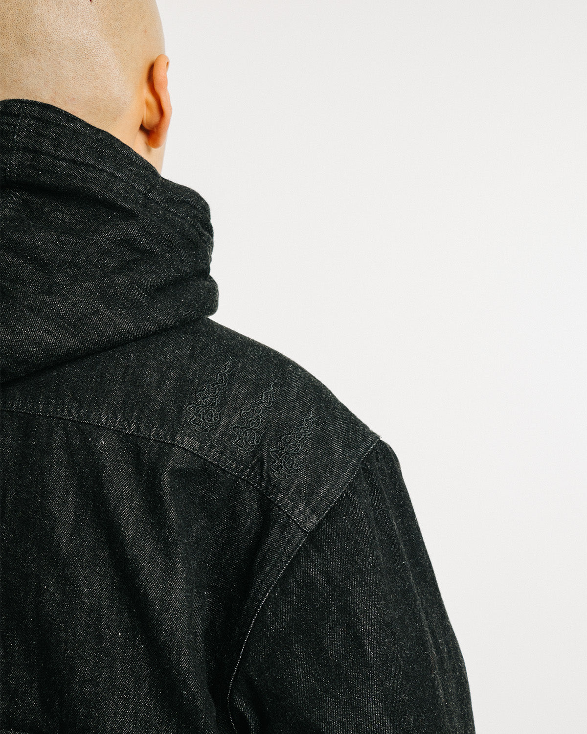 EYE FIRE DENIM PUFF JACKET - BLACK