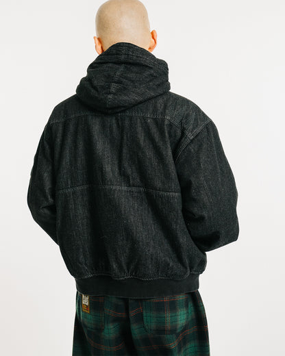 EYE FIRE DENIM PUFF JACKET - BLACK