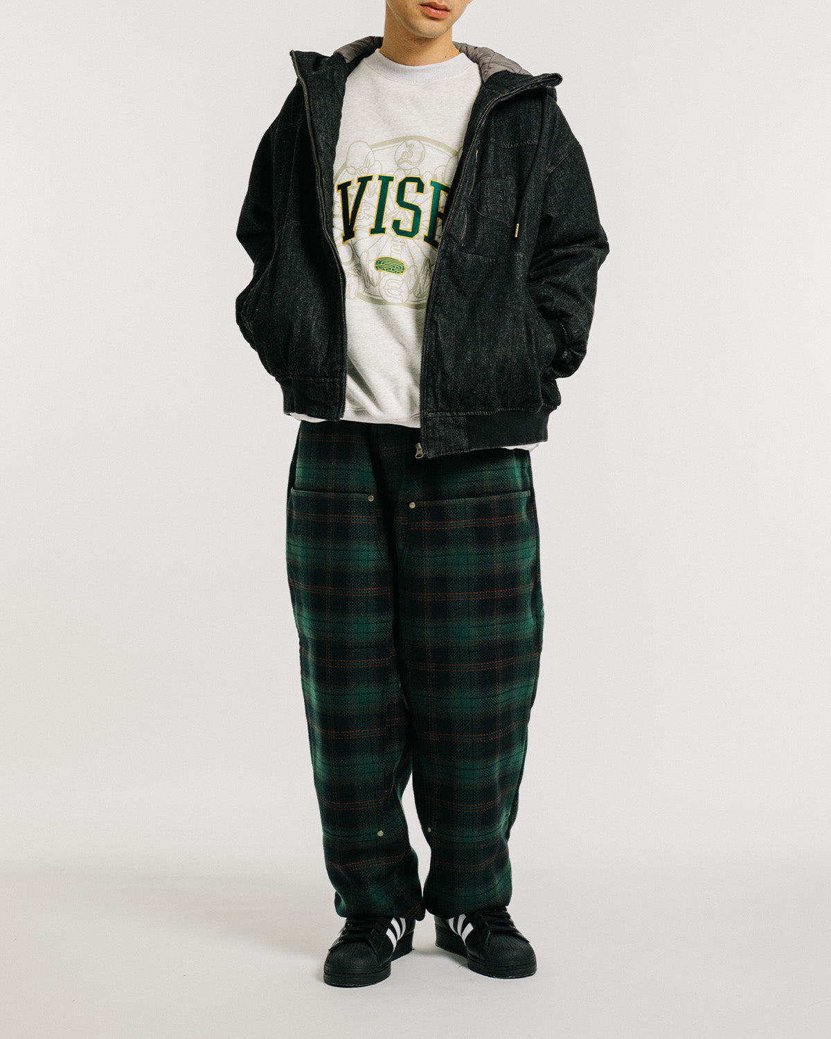 EYE FIRE DENIM PUFF JACKET - BLACK