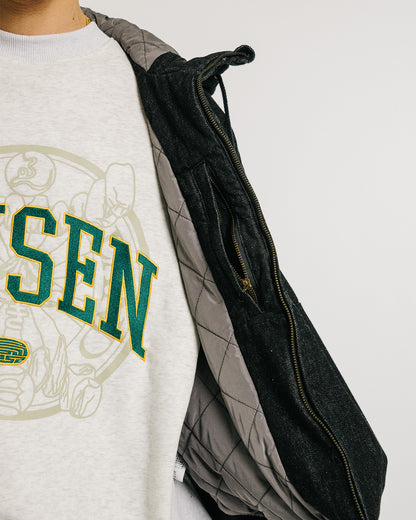 EYE FIRE DENIM PUFF JACKET - BLACK