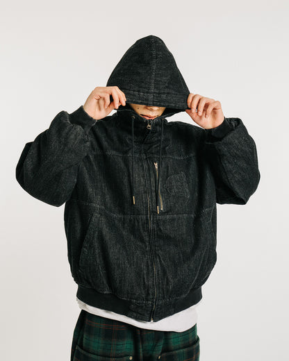 EYE FIRE DENIM PUFF JACKET - BLACK