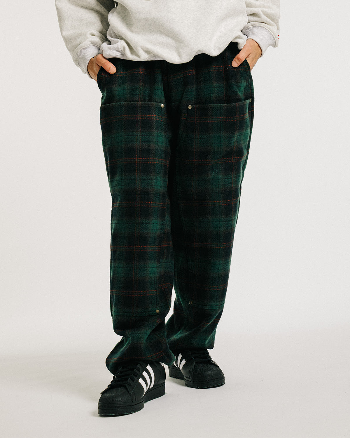CHECK WOOL PAINTER PANTS - GREEN – Evisen Skateboards ゑ (エビセン