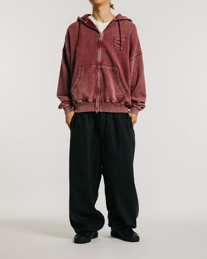 LOGO ZIP HOODIE - BURGUNDY