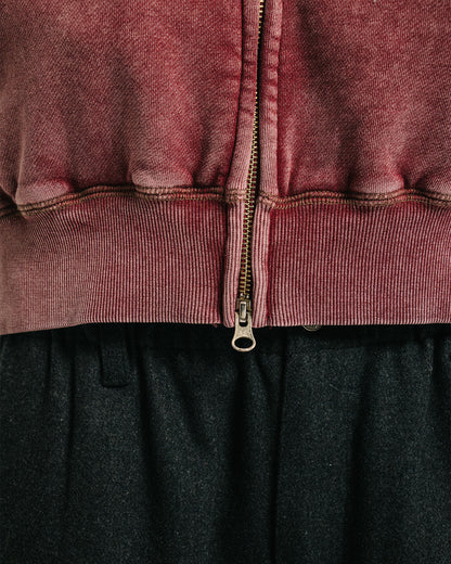 LOGO ZIP HOODIE - BURGUNDY