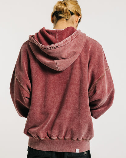 LOGO ZIP HOODIE - BURGUNDY