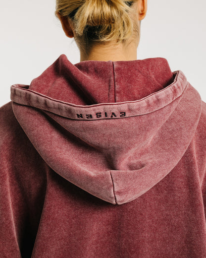 LOGO ZIP HOODIE - BURGUNDY