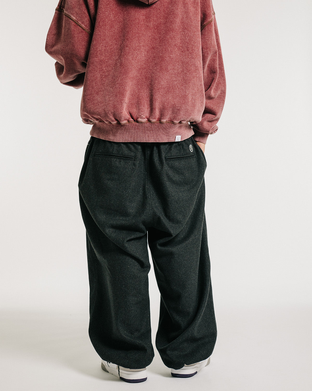 2-WAY WOOL WIDE PANTS - CHARCOAL