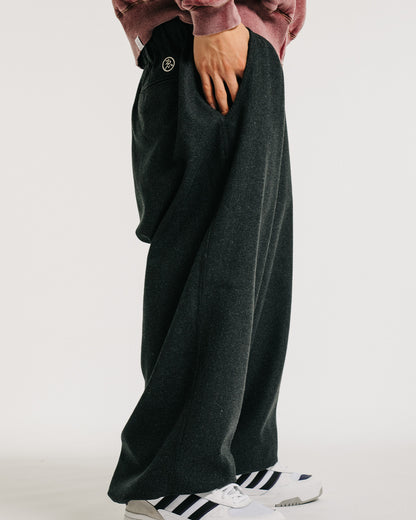 2-WAY WOOL WIDE PANTS - CHARCOAL