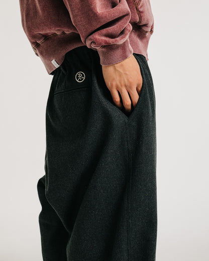 2-WAY WOOL WIDE PANTS - CHARCOAL