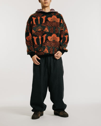 KABUTO MOHAIR CREW KNIT - ORANGE / GREEN