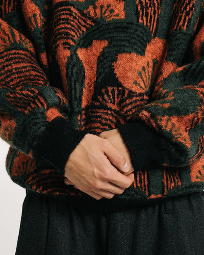 KABUTO MOHAIR CREW KNIT - ORANGE / GREEN