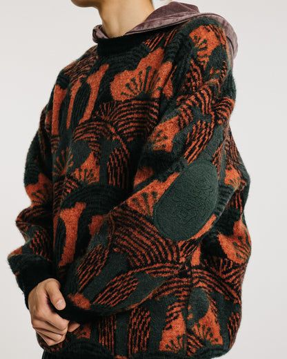 KABUTO MOHAIR CREW KNIT - ORANGE / GREEN