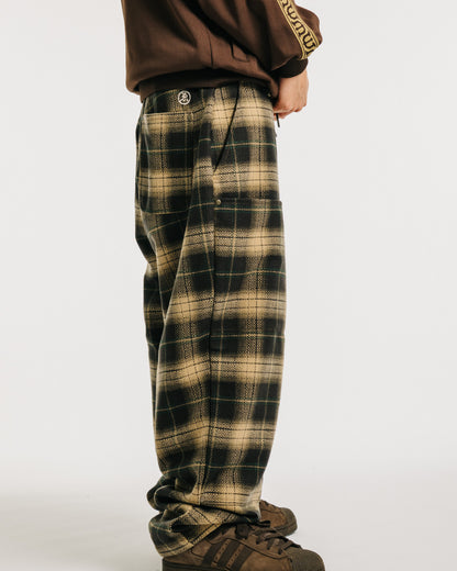 CHECK WOOL PAINTER PANTS