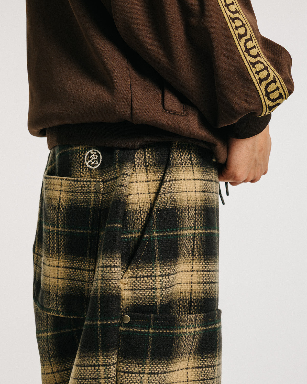 CHECK WOOL PAINTER PANTS - YELOW