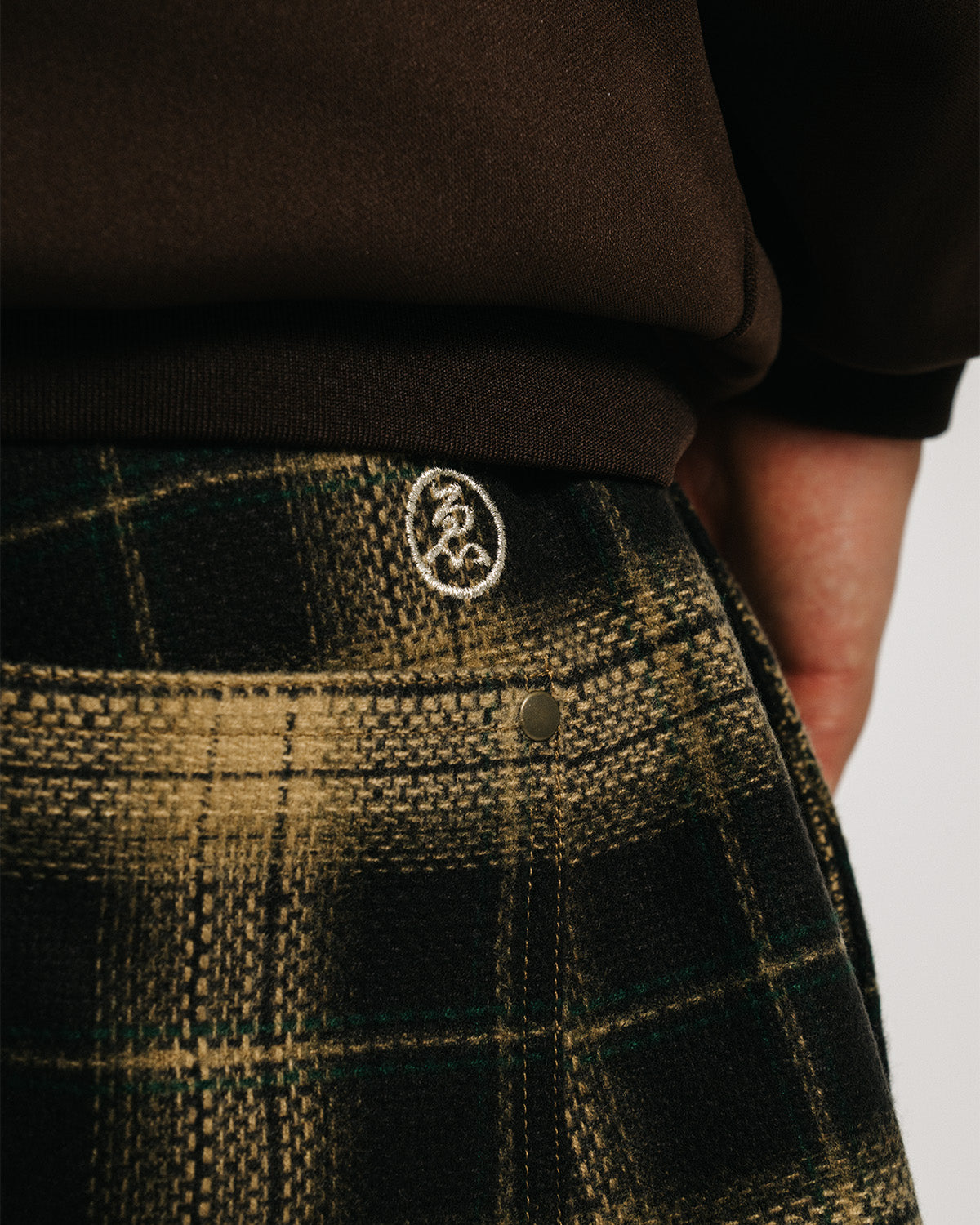 CHECK WOOL PAINTER PANTS - YELOW