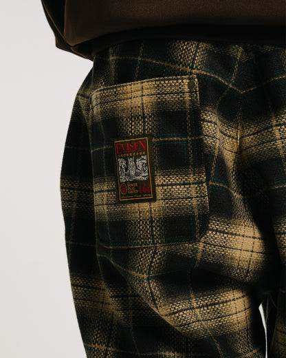 CHECK WOOL PAINTER PANTS - YELOW